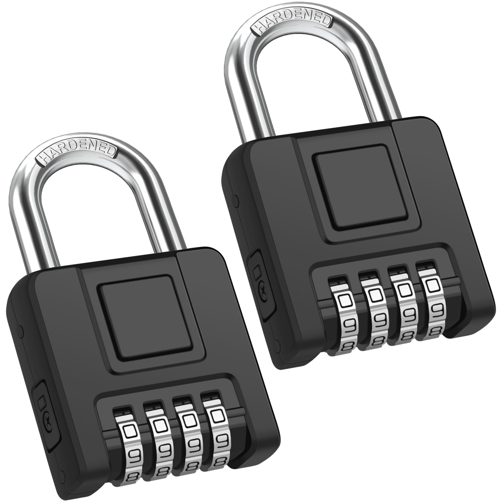 Diyife 2 Pack Black Combination Padlock, Outdoor Waterproof Gym Locker Lock with Customizable 4 Digit Code for Luggage, Backpacks, Fence, Toolbox,