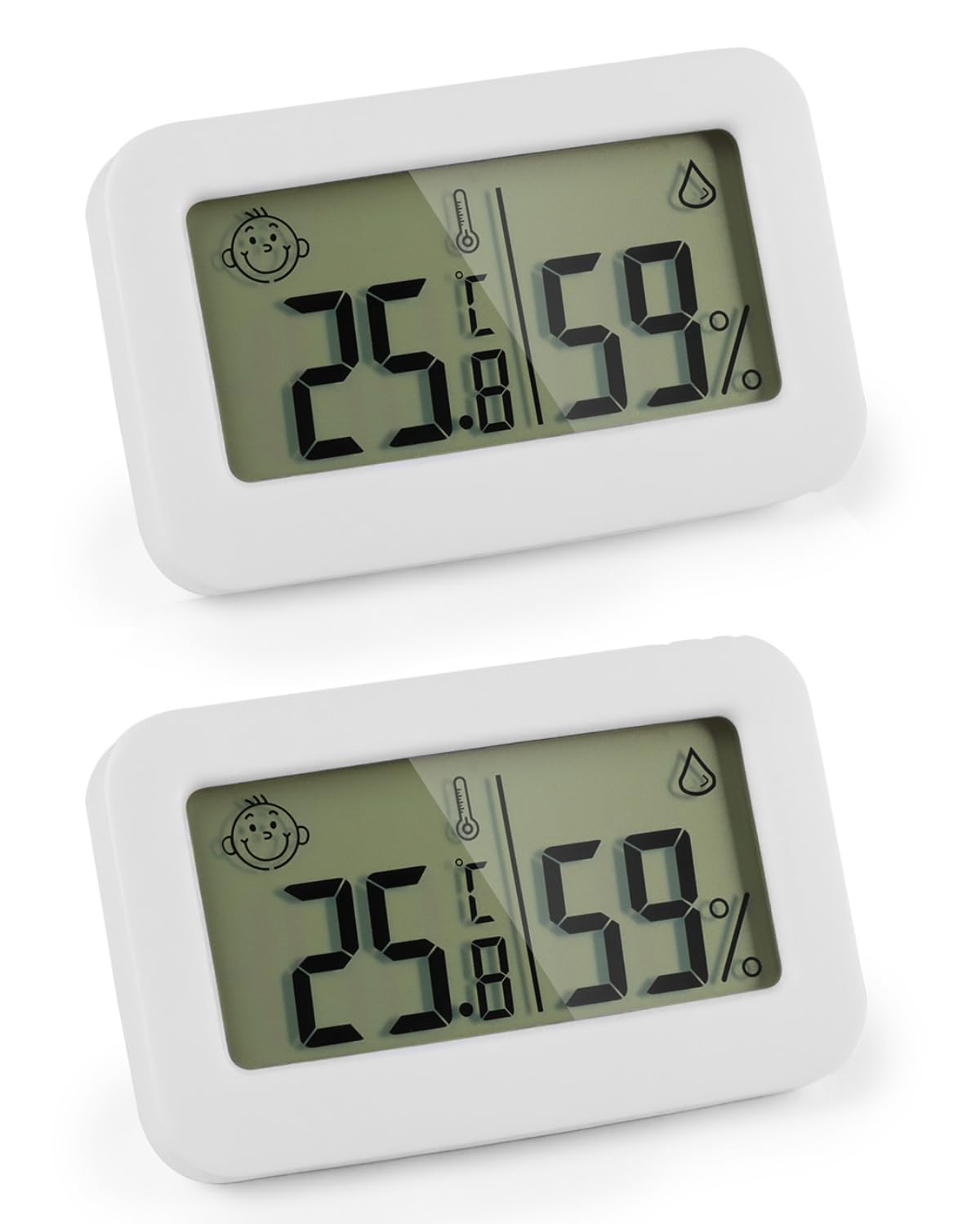 Lot de 2 Mini Hygromètres Thermomètres D'intérieur, Thermomètre Hygromètre Numérique Écran LCD Jauge D'humidité Haute Précision Hygromètre Numérique pour Cave à Serre Chambre Bébé Incubateur Reptiles