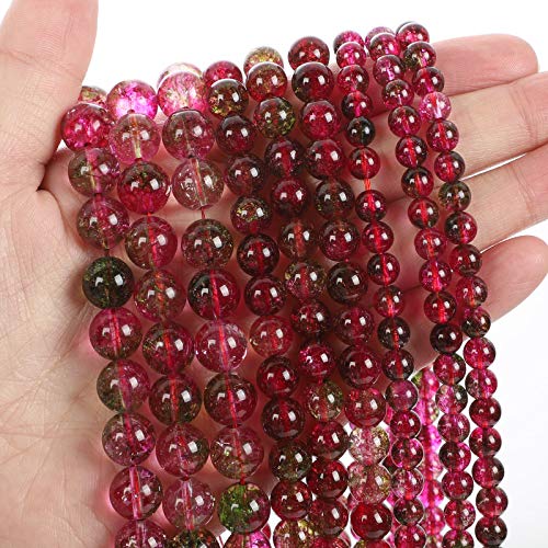 38pcs 10mm Color Watermelon Quartz Crystal Quartz Gemstones,Natural Stone Beads for Jewelry Making (Bracelet,Necklace, Earrings), Energy Stone Healing Power-Enjoy DIY Making