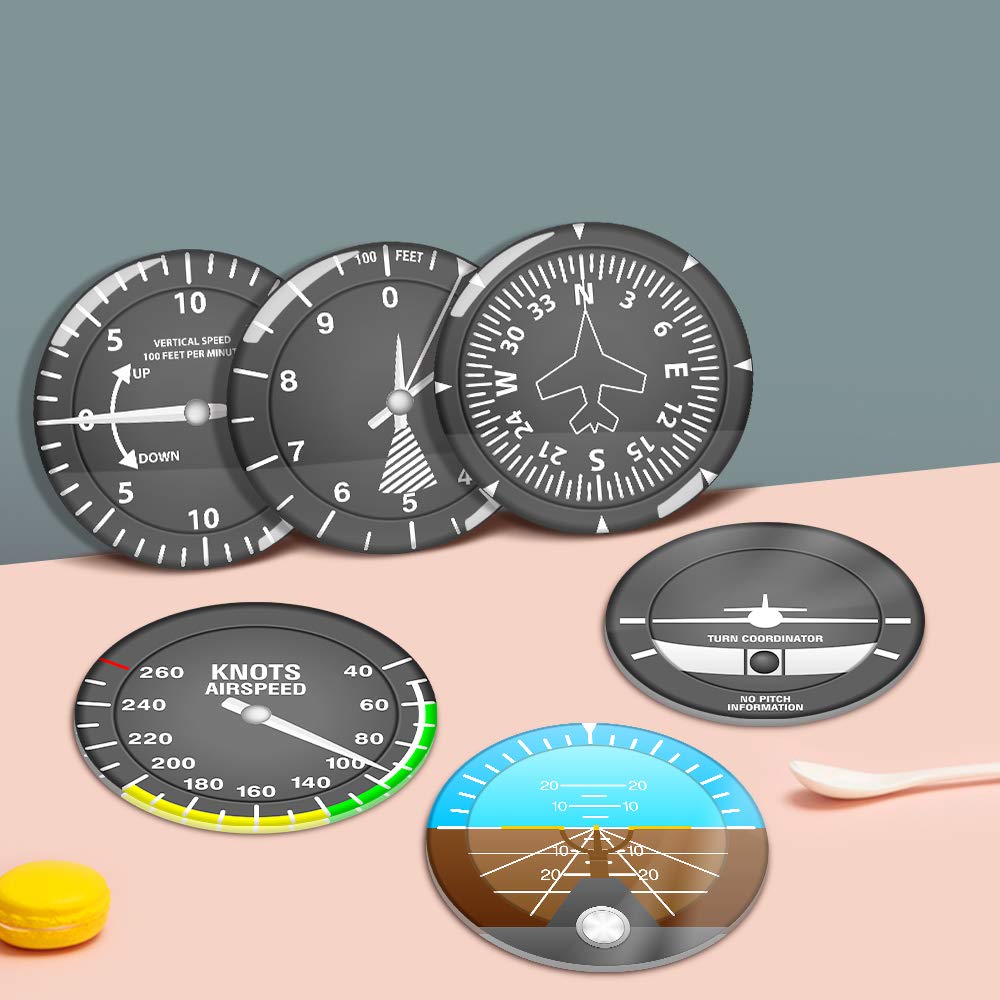 Amazon.com: The Geeky Days Set of 6 Aircraft Instrument Coasters