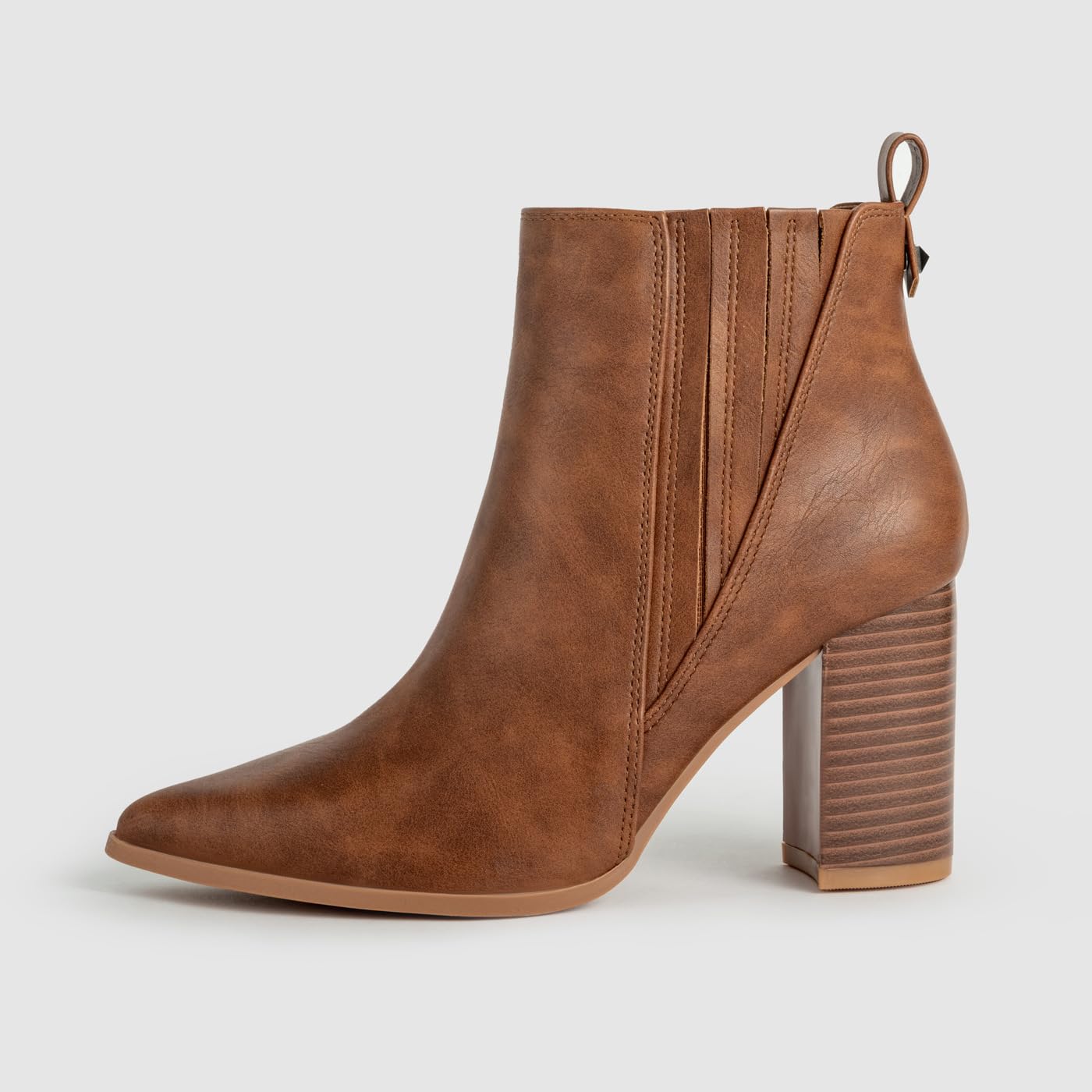 JXpxbao Damen Stiefeletten in Einfarbigem Trend, Bequeme Stiefeletten Mit Blockabsatz Zum Hineinschlüpfen, Spitz Zulaufende Chelsea-Stiefeletten