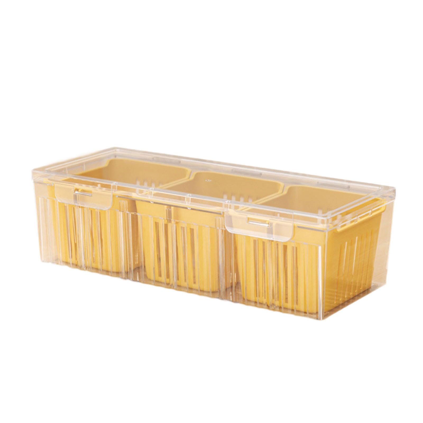 Hsioluted Leakproof Divided Food Storage Basket with Ventilation Holes Freezer Storage Box for Vegetables Seasonings Vegetable Box with Drainage Holes