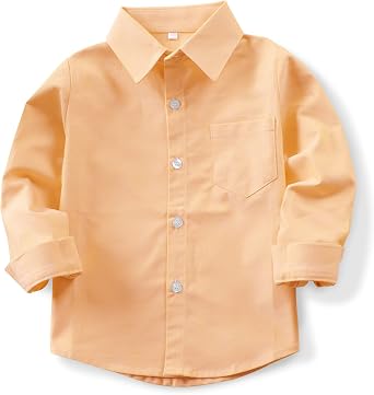 OCHENTA Little Big Boys & Mens Long Sleeve Button Down Oxford Casual Dress Shirt