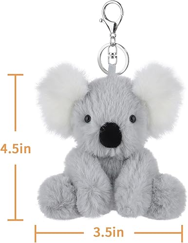 Miniatura 5 de Apricot Lamb Cute Toys - Llavero suave de peluche de koala gris para niños, bolso, mochila y bolso (koala inteligente)