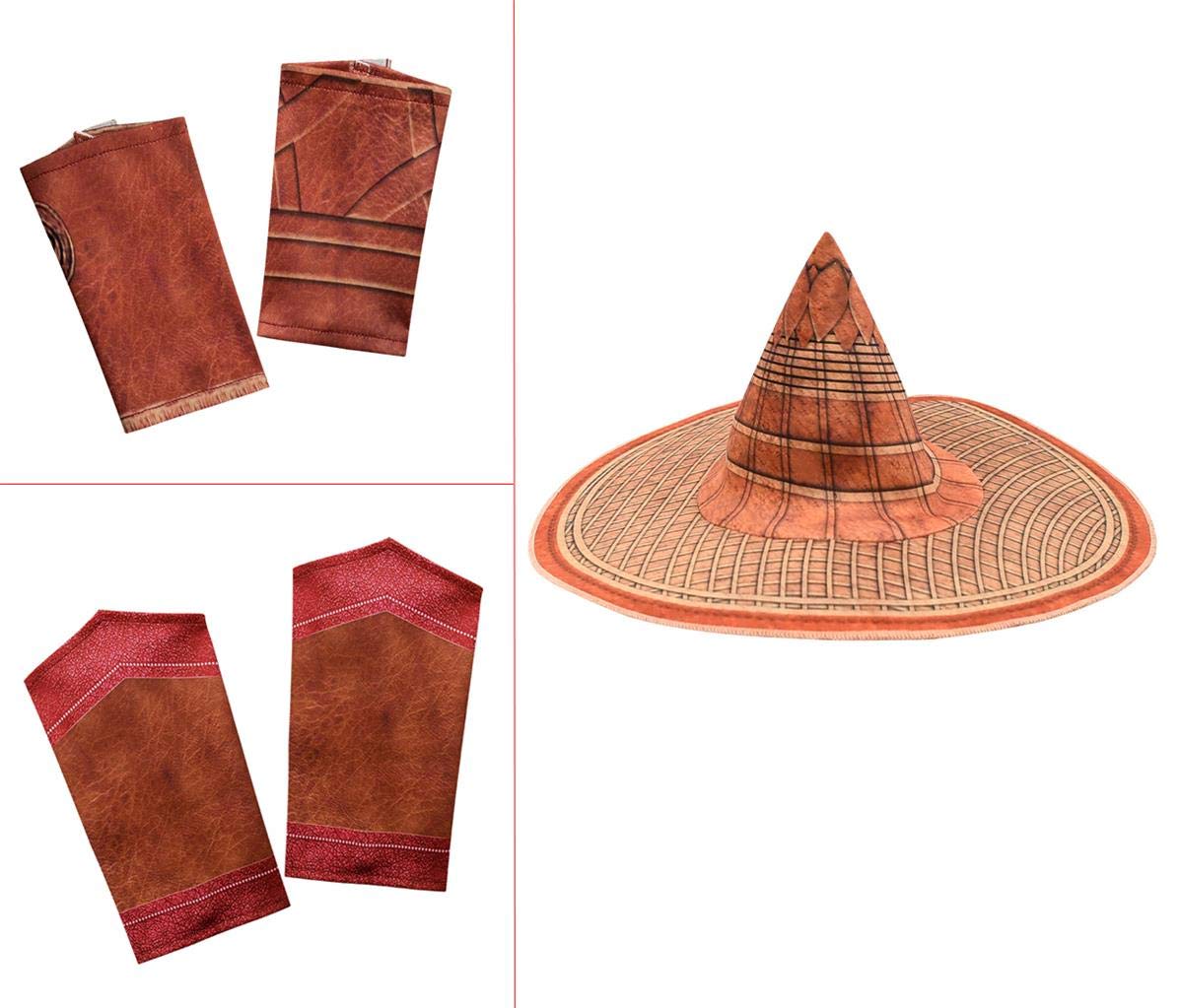 Lito Angels Costume da Principessa guerriera per Bambina, Tuta con Cappello di Bambù e Mantello Rosso, Abito da Festa di Halloween