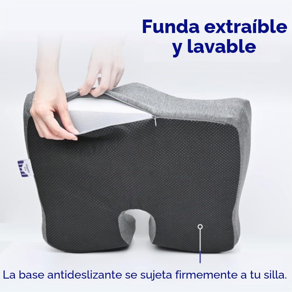 C Cushion Lab Cojín de Asiento Patentado para Alivio de presión para largas Horas sentadas en Silla de Oficina/hogar, automóvil, Silla de Ruedas, Espuma viscoelástica Extra densa para Cadera, coxis,