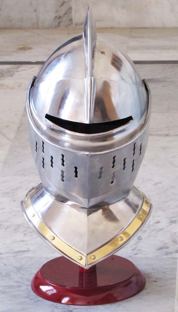 Casque fermé européen – Casque médiéval chevalier armure Heaume Larp Sca – Costume de jeu de rôle
