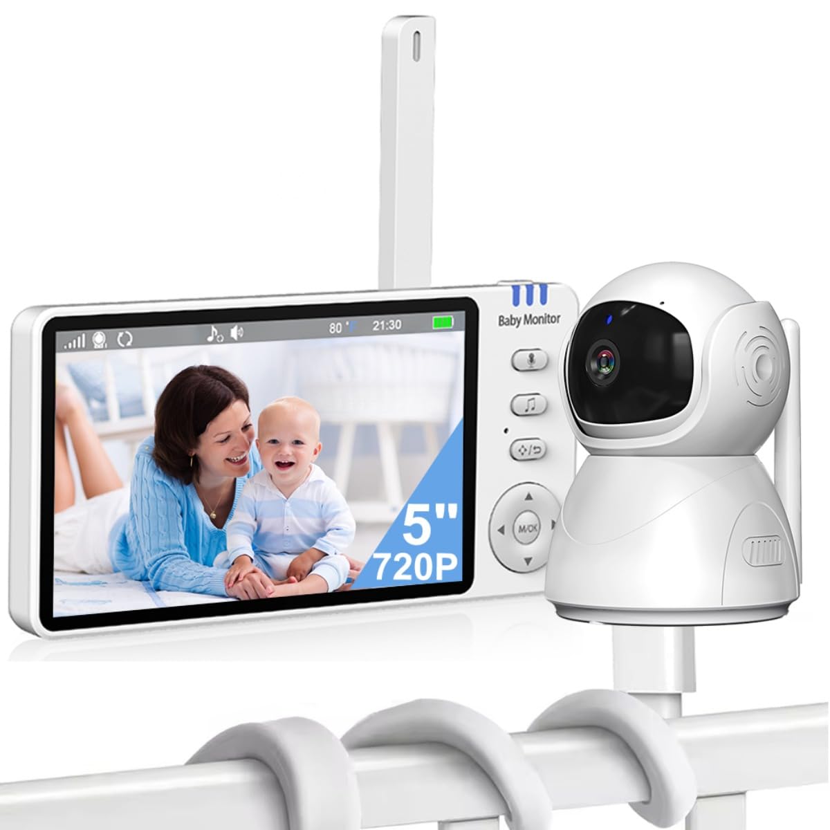 5.0" HD 720P Babá Eletronica, Bebê Câmera com Tela, 4X Zoom Digital, Áudio Bidirecional,