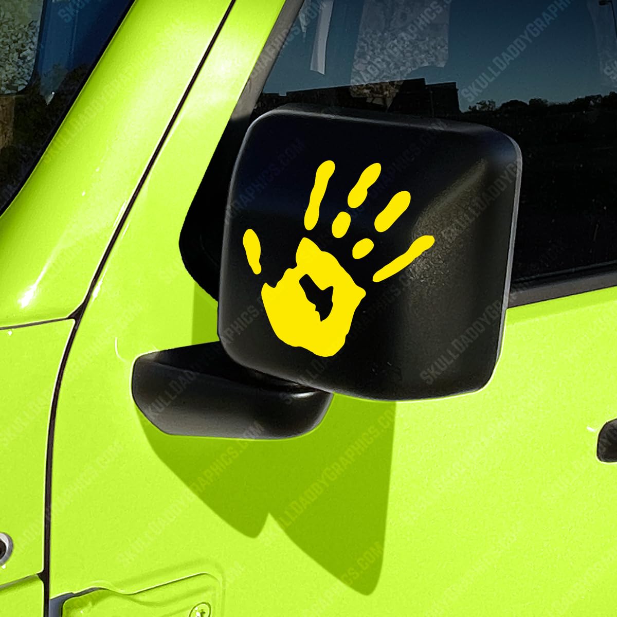 Two Wave Stickers Compatible with Jeep Wrangler JK TJ YJ CJ (x2) Decals Pair Left & Right (Yellow)