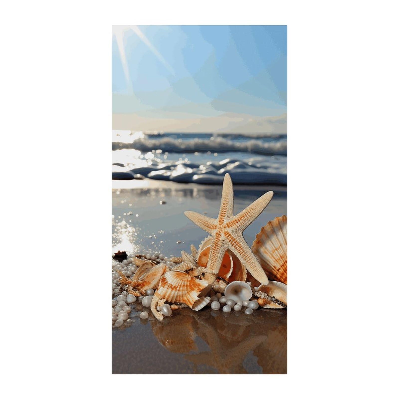 Adfgyerh Style Seashells On The Beach Curtains，Polyester Blackout Extra Wide，Door Curtain， 35.4X 70.9 Inch For Temporary Room Dividers Bedroom Living Room，Room Darkening Curtains ，For Doorway Privacy For Wall Hang