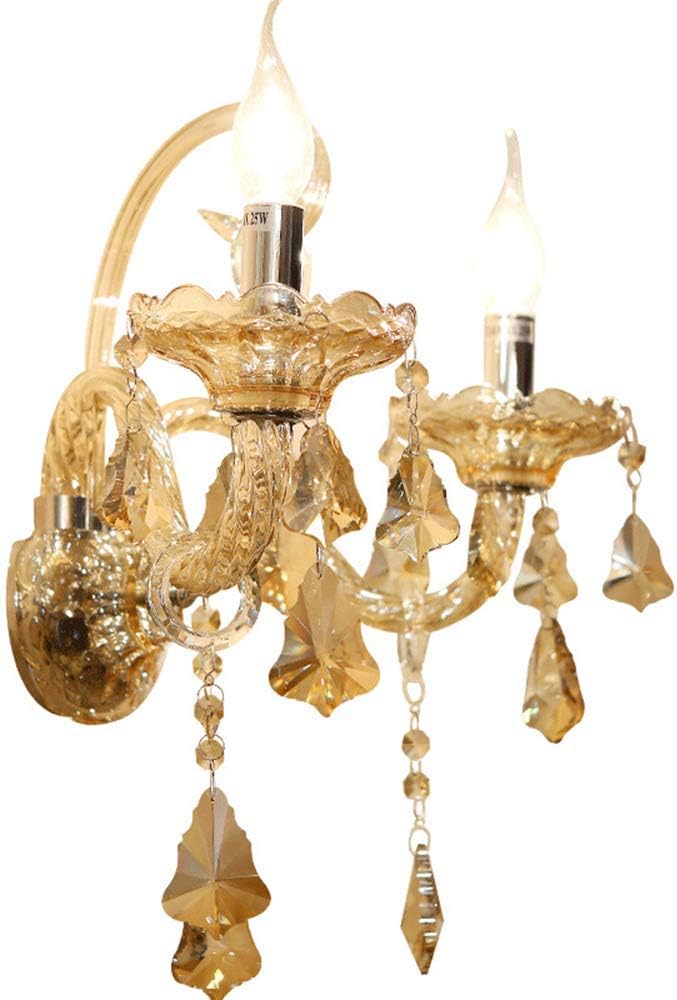 KUYT KUYT Lamp Licht Base Europese Slaapkamer Eetkamer Woonkamer Gangpad Wandwaslamp, Klassieke Kristallen Wandlicht Indoor Antieke Sconce Kaarsenverlichting