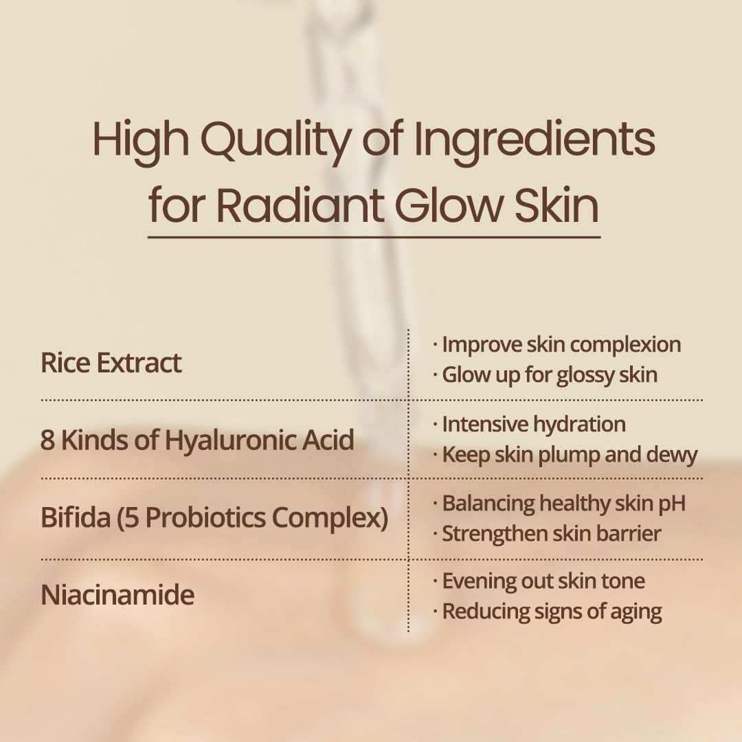 Farmstay Rice & Bifida Siero incandescente, correttore per la rimozione delle macchie scure per il viso con niacinamide, per donne e uomini, cura della pelle coreana, 1,18 fl. oz.