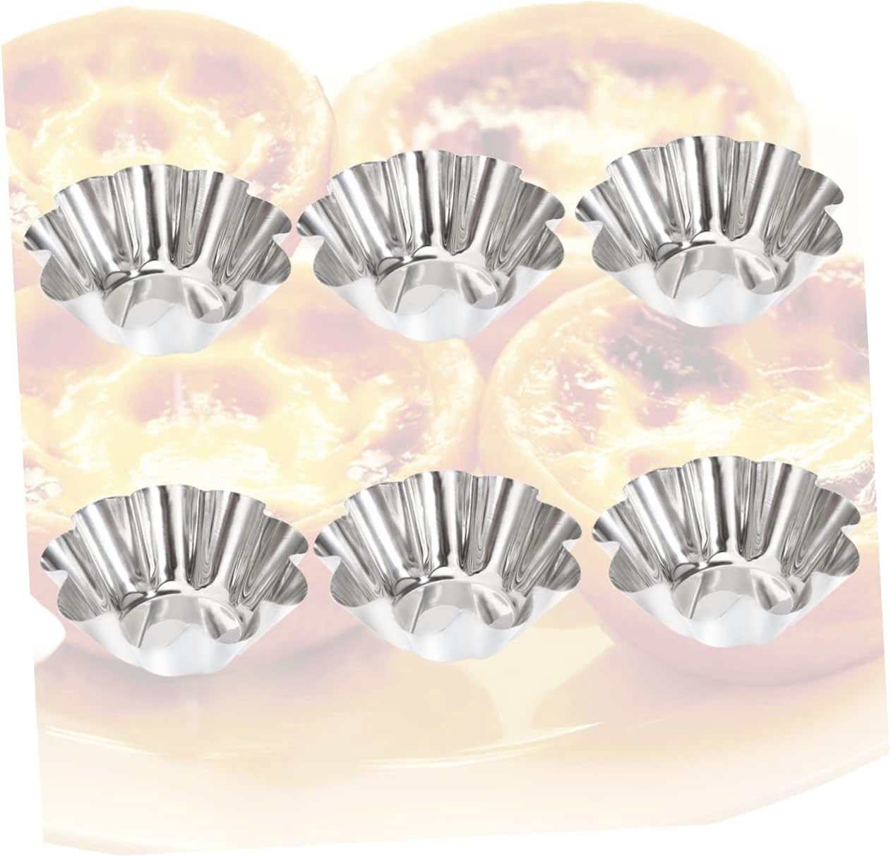 12 Pcs Reusable Stainless Steel Tart and Muffin Pans Versatile Cupcake Baking Molds for Kitchen Use Silver