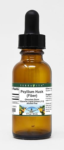 Terravita Extracto líquido de glicerita de cáscara de psyllium (fibra) (15) - Sabor a chocolate (1 oz, ZIN 522875)