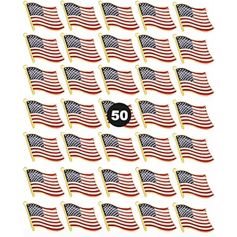 American Flag Lapel Pins – USA Metal Enamel Flag Pins United States US Waving Robust Crystal surfacing Badge brooch for patriotic display (50pcs) Cover