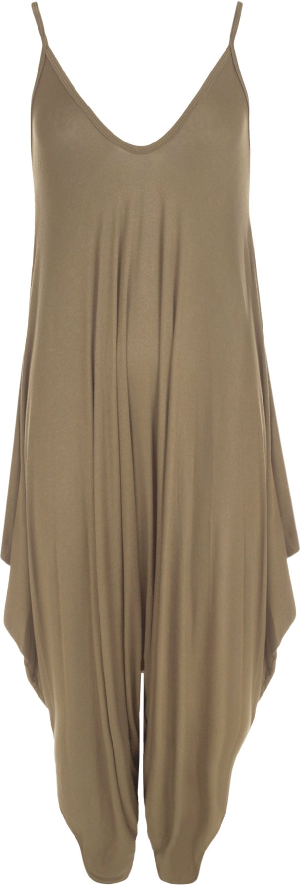 Wearall Women's Mocha Lagenlook Strappy Baggy Harem Jumpsuit Dress Top Playsuit - 16-18
