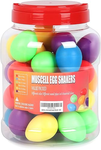 MUSCELL Huevos, instrumentos de percusión profesionales con 6 sonidos para vivo, estudio, música en aula, 36 piezas en 6 colores con embalaje de