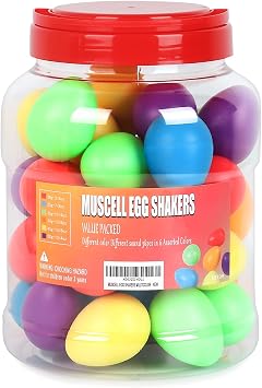 MUSCELL Egg Shakers,Professional Percussion Instruments with 6 Sounds for Live,Studio,Classroom Music, 36pcs in 6 colors w/Bottle Packing