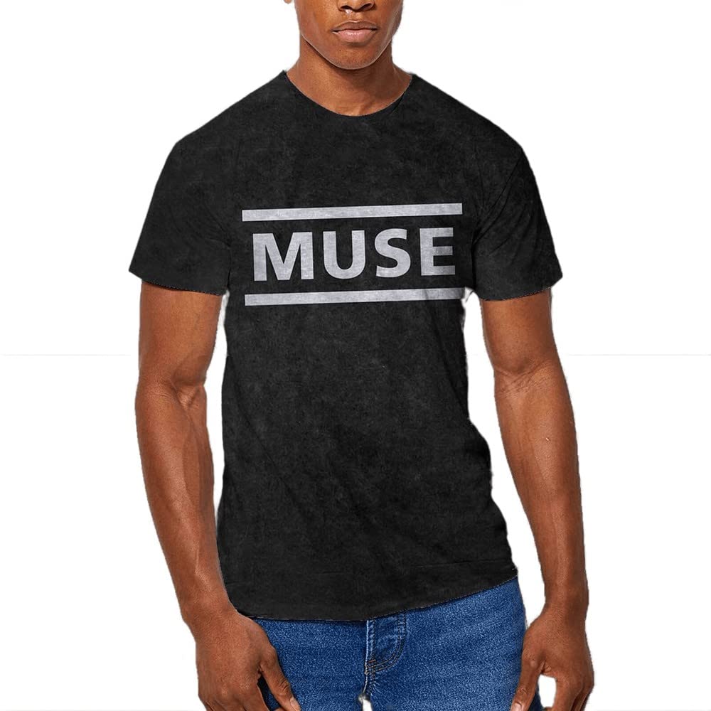 Muse T-Shirt Band Logo Nue Official Men's Dye Wash Black, Black, XL