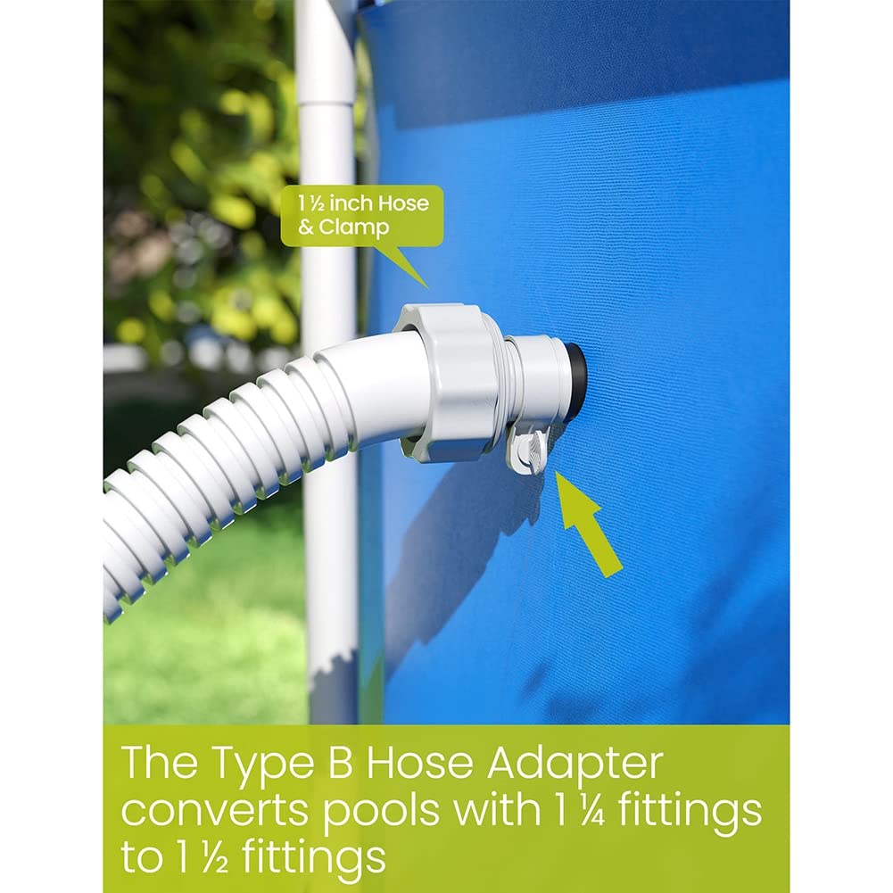 Connettore Per Tubo Piscina 38mm (1.5″) – Raccordo Diritto In PVC Con 4 Fascette Stringitubo In Acciaio Inox, Adattatore Per Pompa E Aspiraliquidi - 2