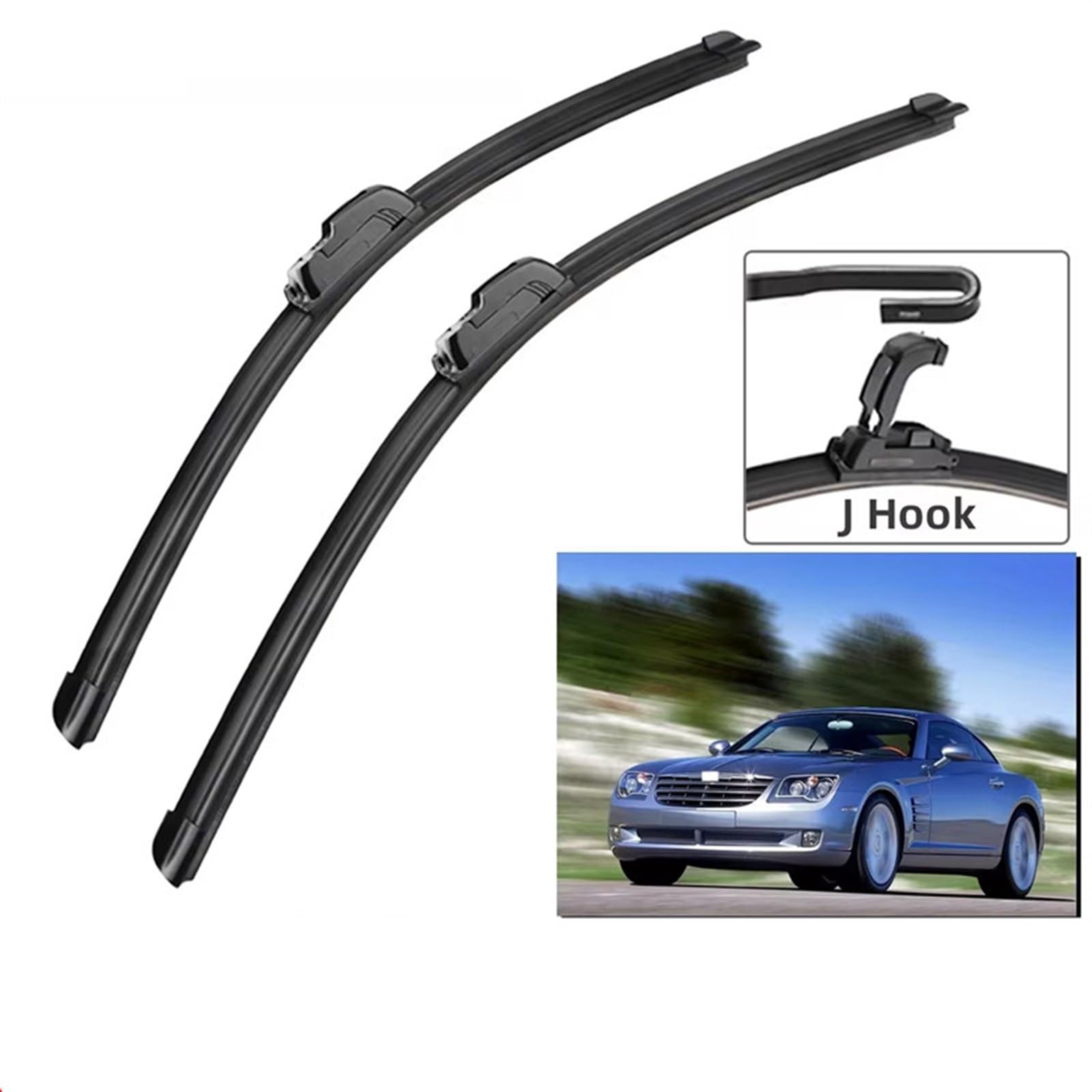 Spazzola Tergicristallo Compatibile con Chrysler per Crossfire 2002 2003 2004 2005 2006-2008 Accessori per Auto Spazzole Tergicristallo Anteriori Tergicristalli Ganci per Tipo U J 22"+20"