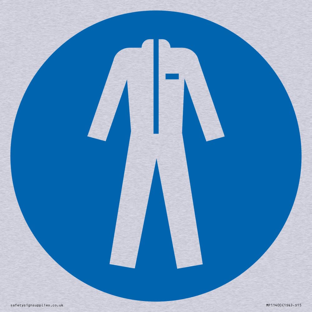 Mandatory: Wear protective clothing Sign - 150x150mm - S15