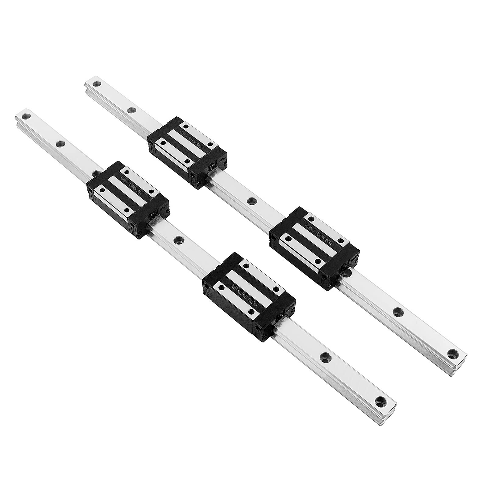 [Lot de 2] HGR20/HGH20 400 mm - Guide de rail coulissant linéaire avec 4 roulements linéaires HGH20CA pour imprimante 3D, machine CNC et routeurs (400 mm, HGR20/HGH20)