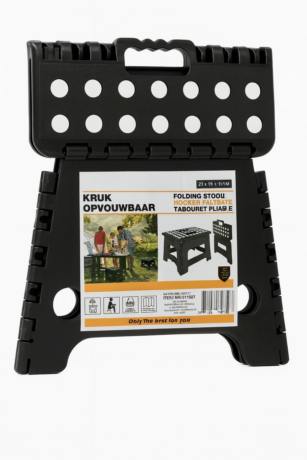 Taburete plegable de 22 cm, taburete plegable estable con superficies antideslizantes, fácil de transportar, pequeño taburete plegable, ideal para baño infantil, camping, picnic, hogar, color negro