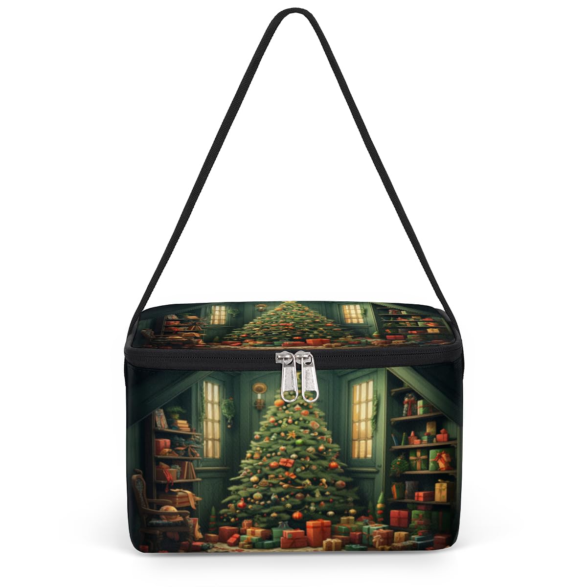 GzLeyigou House Christmas Trees Lunch Bags for Women Men 9 Cans, Hot & Cold Food Delivery Bag Insulated Grocery Bag Insulated Lunch Box Cooler Bag for Office Work Picnic Beach