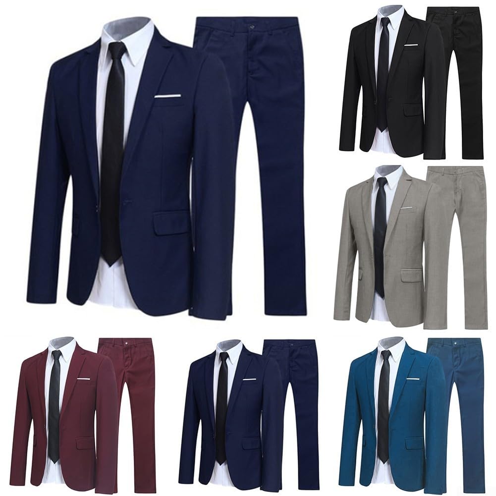 Completo elegante da uomo in tre pezzi con giacca, pantaloni e cravatta per eventi formali (2XL Nero)