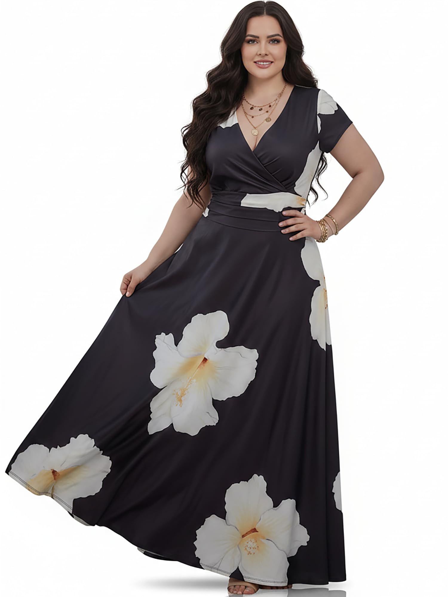 KOH KOH Womens Long Modest Floor Length Flowing Summer Print Maxi Dress