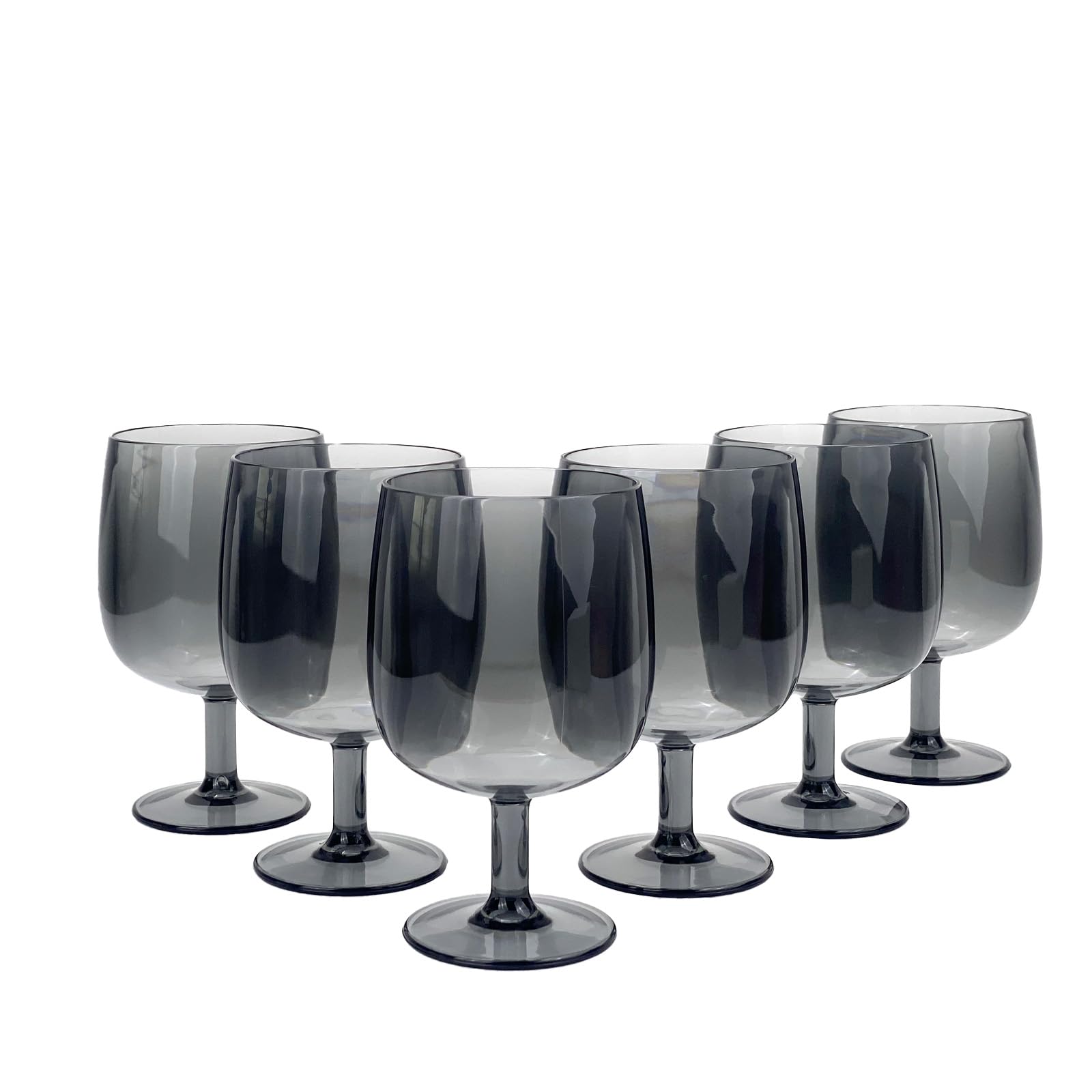 Verres à vin incassables et empilables, lot de 6 verres en acrylique gris sans BPA 355 ml