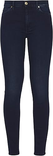 7 For All Mankind HW Skinny Slim Illusion Luxe Rich Indigo Dark Blue Jeans, Azul