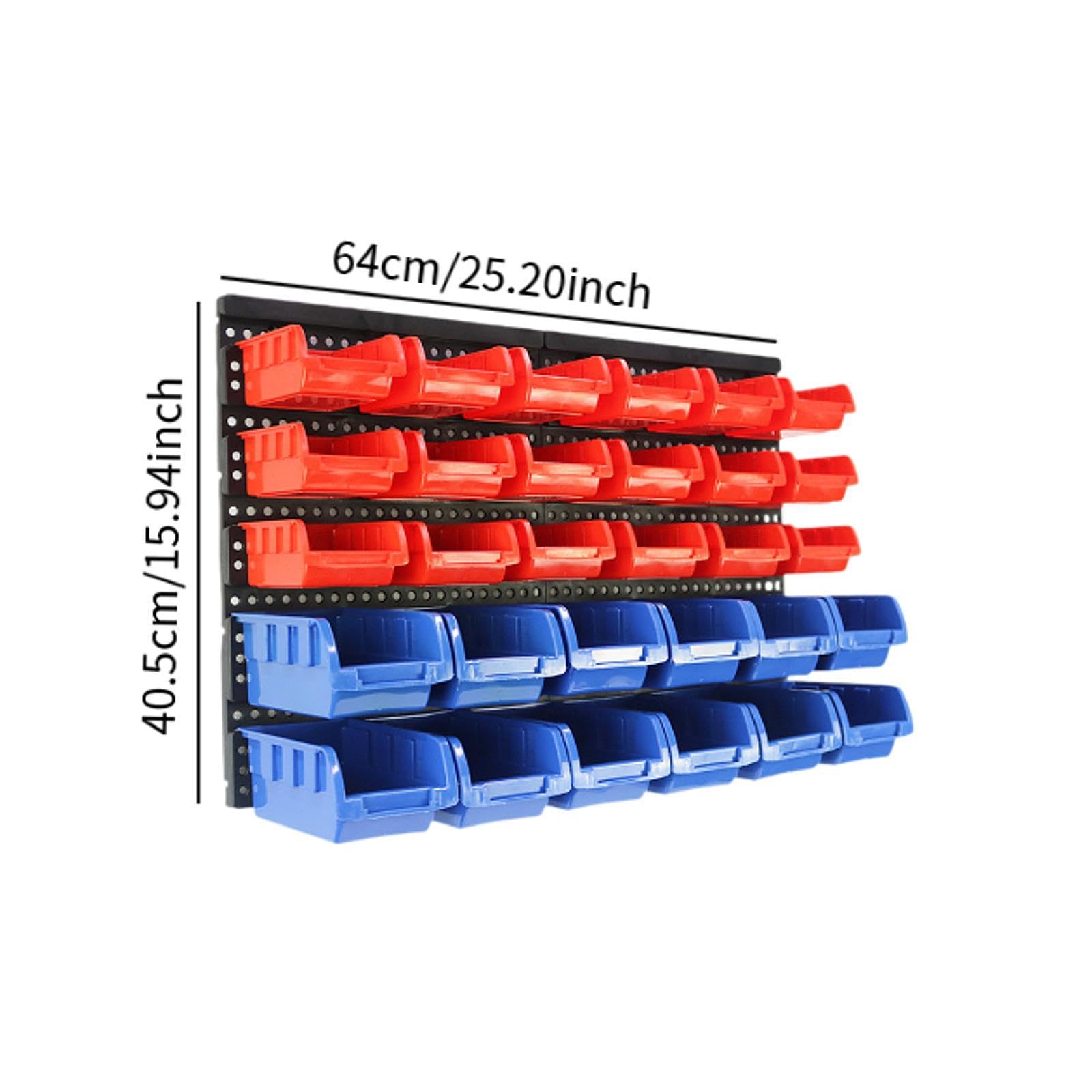 30 contenitori a parete con pannello forato, robusti, di grande capacità, per componenti, attrezzi, per la casa, per lavori artigianali, perline, Blu Rosso