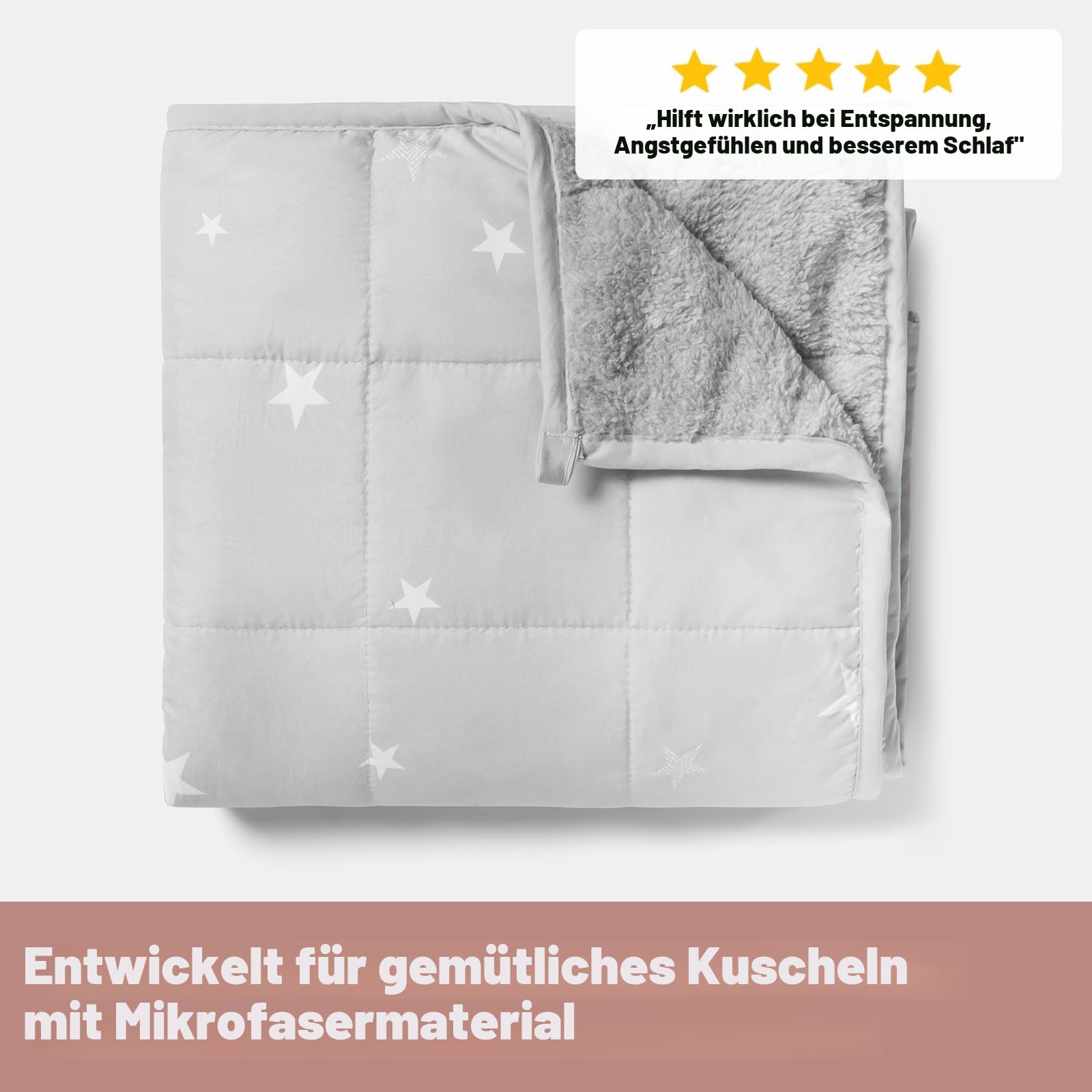 DREAMSCENE Gewichtsdecke 3kg Star 100 x 150 cm Silbergrau Weighted Blanket