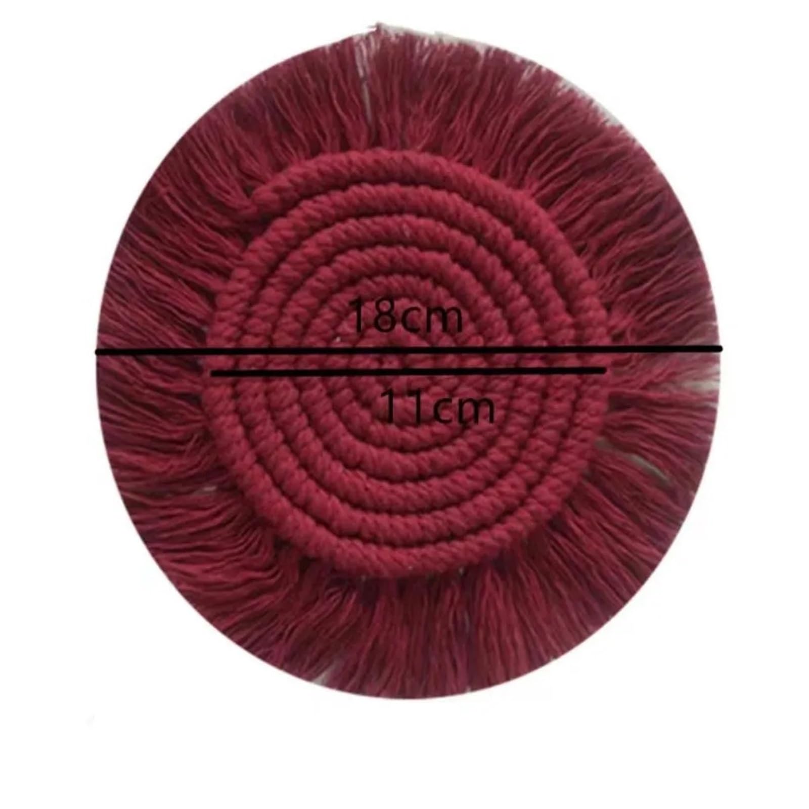 Woven Placemats Artisanal Woven Coasters Set Cotton Rope Decor For Dining Table Desk(Red)