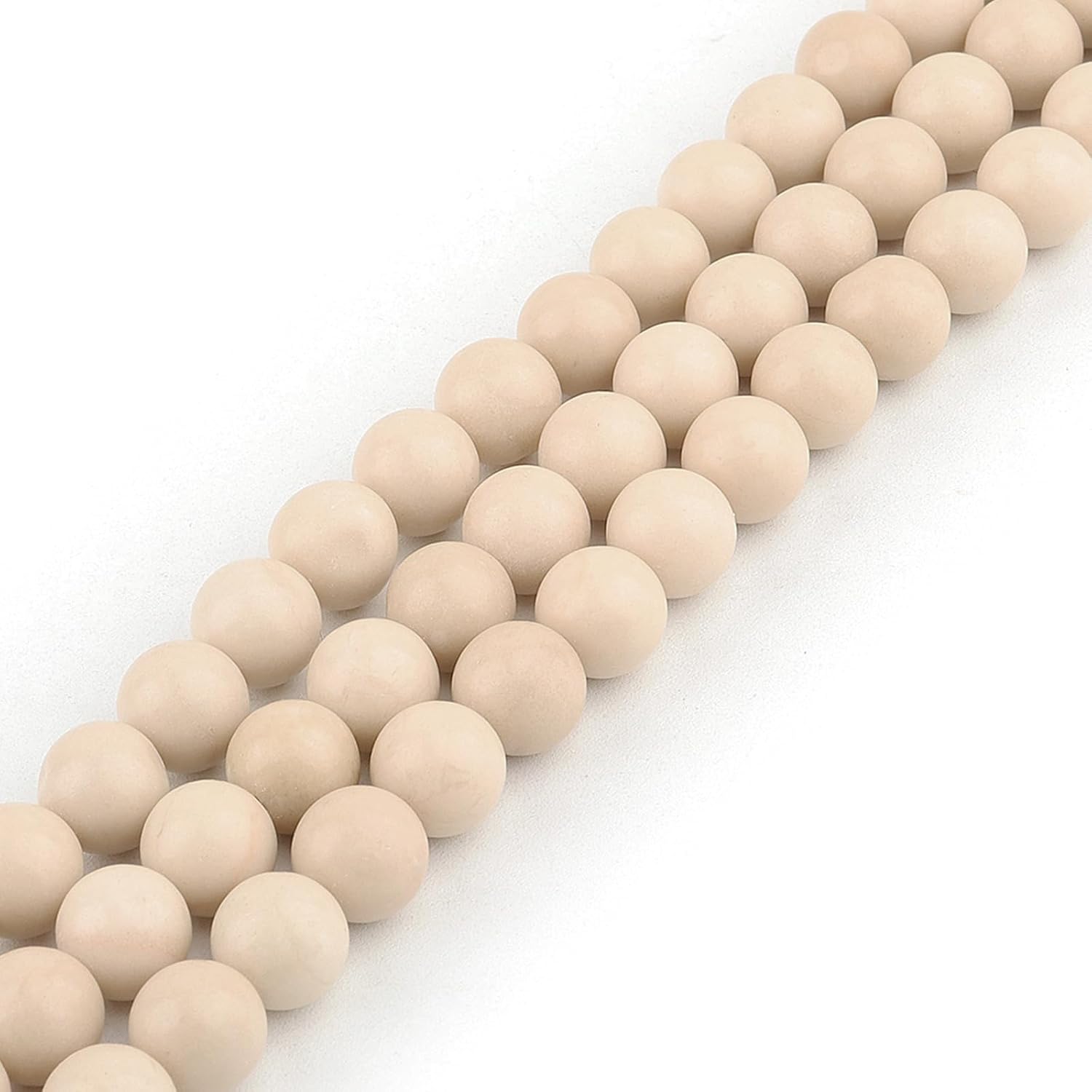 Natural Stone Beads - White Sand, 8mm Round Loose Beads (44-47pcs) for Jewelry Making - Image 3