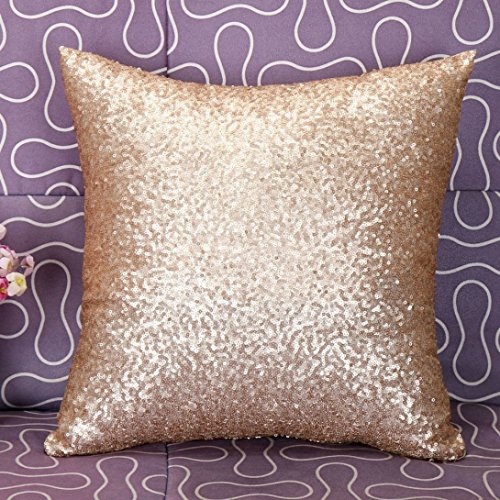 Solid Color Glitter Sequins Throw Pillow Case 40cm40cm WensLTD (Gold)