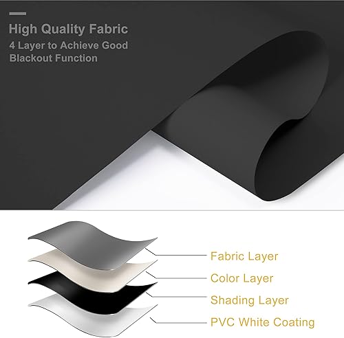 Miniatura 5 de Sulugood Persiana enrollable opaca para ventanas, sin cordón, para oscurecer la habitación, con cenefa de casete, persianas de ventana