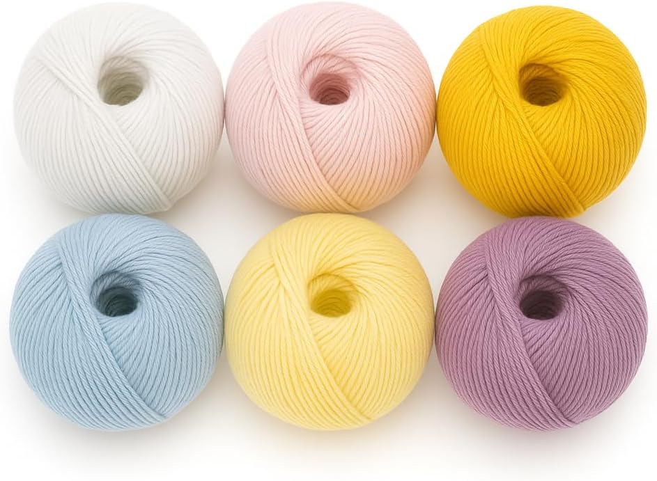 Harmony Cotton Yarn by Yarneverse – 6-Pack Soft Fine Weight (#2) 60% Cotton / 40% Acrylic (50g / 165m Each – Total 300g / 990m) (6, Unicorn Collection)