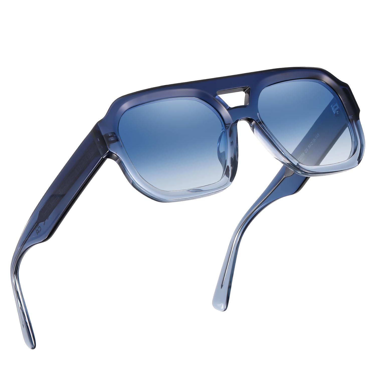 DUCO Retro Polarisierte Sonnenbrille Herren Damen, Acetat-Rahmen | Großer Quadratischer Rahmen, Double Brücke, 70er Jahre Trendy Brille, Robust & Leicht, UV-Schutz