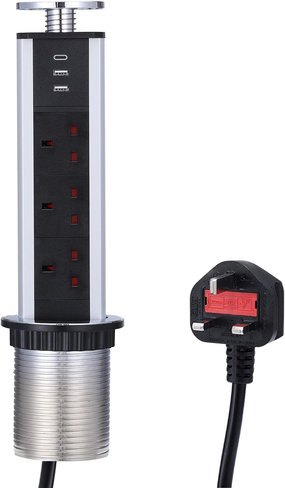 Kitchen Pull Pop Up Sockets for Worktop Desktop with 3 Power Sockets