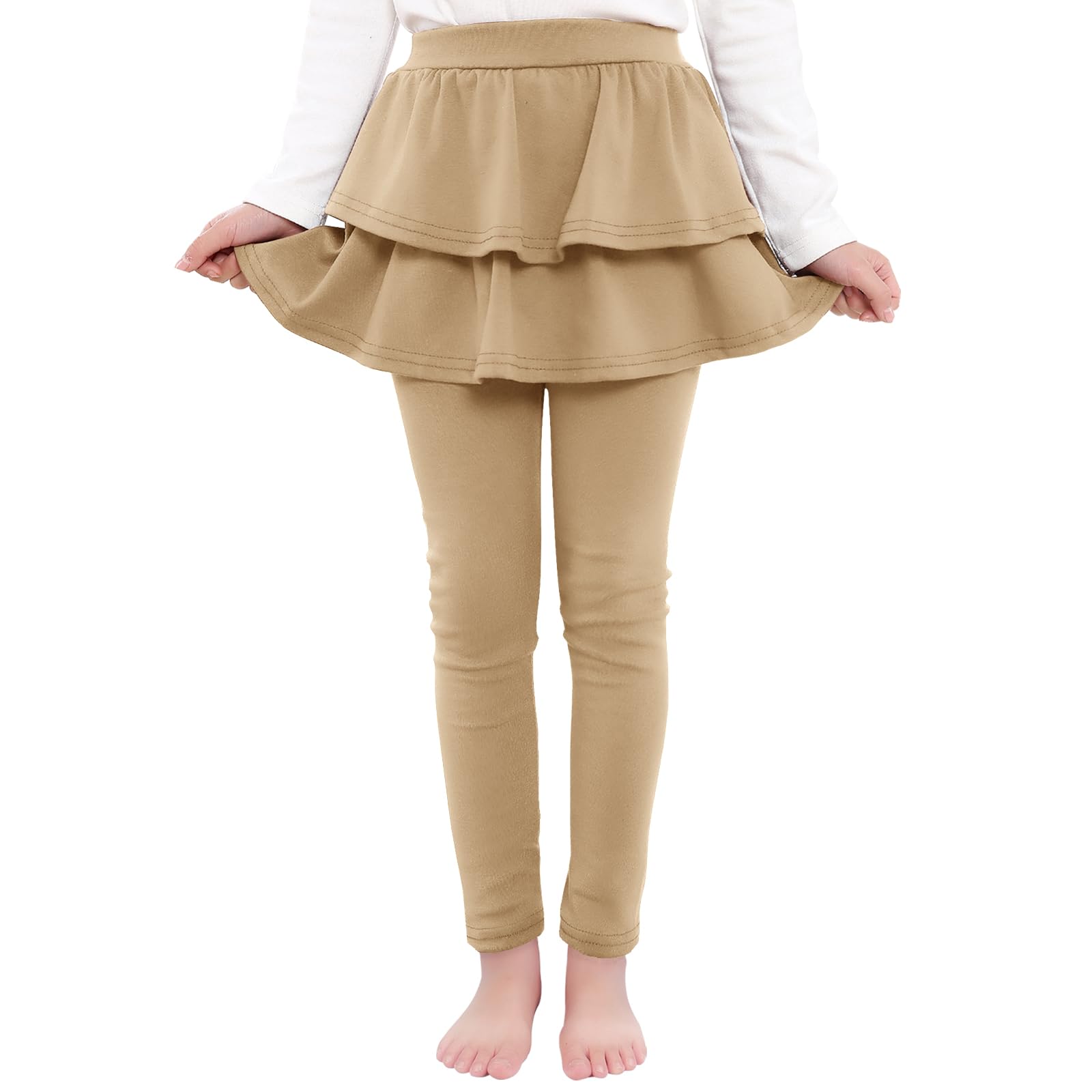 BOOPH Little Girls Leggings with Ruffle Tutu Skirt Kids Uniform Pants