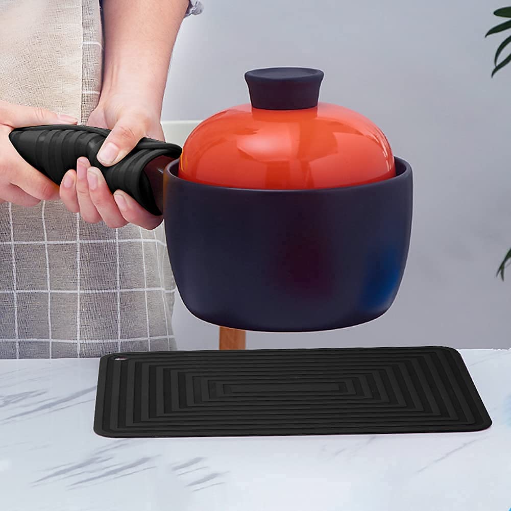 flintronic Dessous de Plat Silicone, 2PCS Anti-dérapant Anti-Chaleur 250 °C Multifonction Repose-cuillère Dessous de Verre de Cuisine Tapis de Table pour Cuisine et Salle à Manger