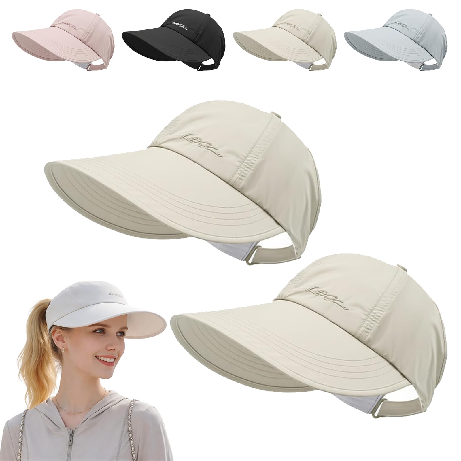 Behound Women's C 2 Pack Upf Sun Protection Baseball Hat For ,Lightweight Wide Brim Outdoor Ap,Adjustable Velcro Losure,Uv Protection (C)