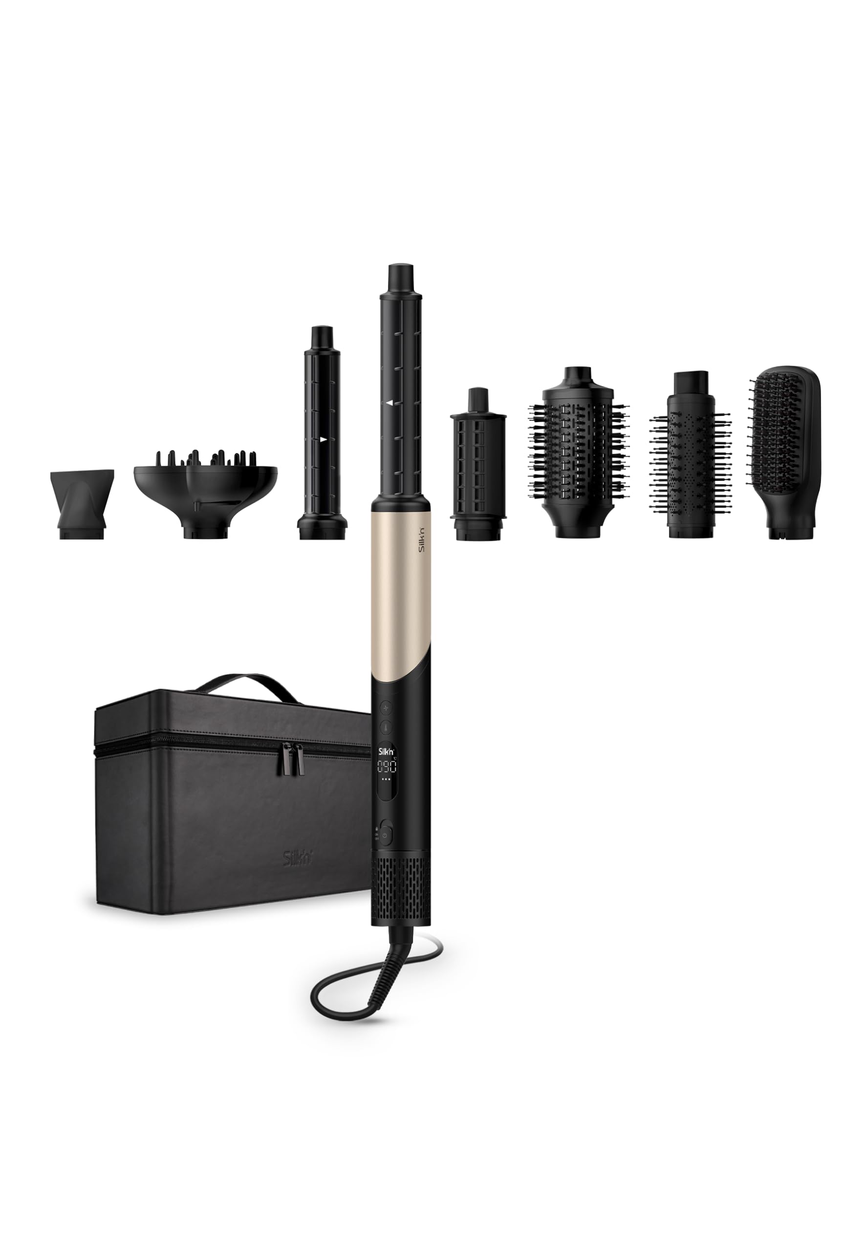 Silk'n Hair Dryer with Brush and Straightener - SilkyAir Flex - All-in-one Hair Dryer - Multistyler with Flexible Control - Accessories and Storage Bag Included - 1300W - Gift idea - Rose Gold - 8-in