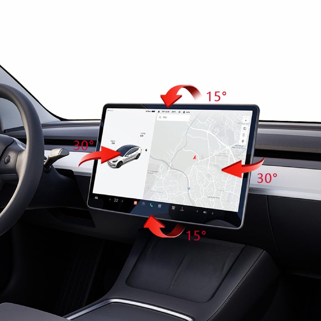 Amazon.co.jp: Novozopai TeslaモデルY/3画面回転傾斜マウント 上下/左