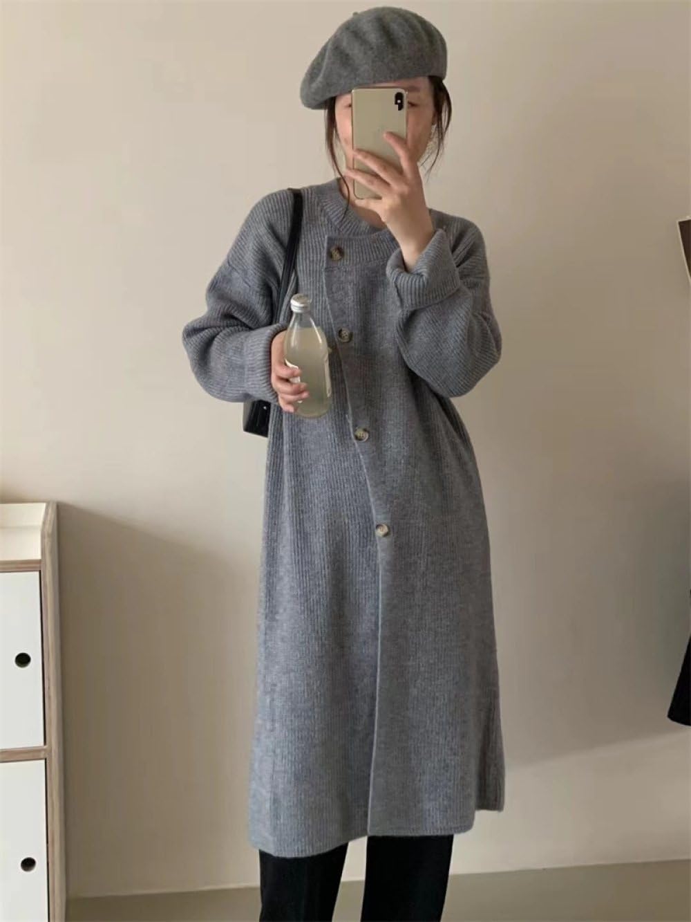 Cardigans Largos Para Mujer,Cárdigan Largo De Punto Acanalado Botones Delanteros Abiertos Suéter De Cuello Redondo Para Mujer Abrigo Otoño Invierno Elegante Chaqueta De Punto Asimétrica Suéter