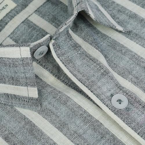 Image of GHPC Cotton Linen Striped Half Sleeves Regular Fit Formal Shirt for Men