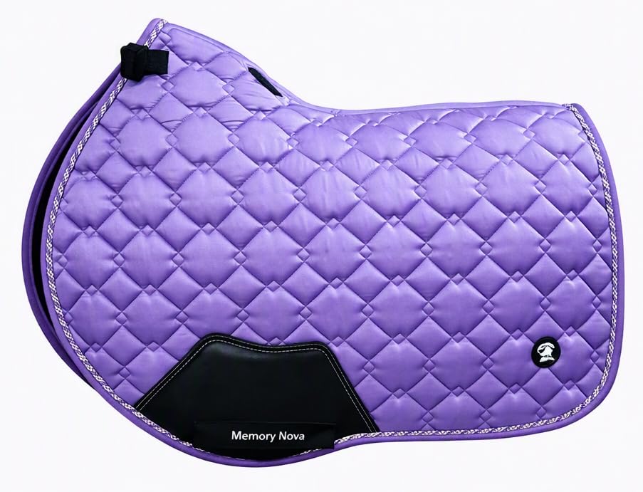 Quilted Horse Saddle Pad with Gold Studs, Full & Pony Size (Lavender Bloom, Full/Standard/Large) — image 1